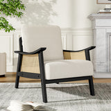 Modern Teddy Fleece Armchair Accent Chair with Wooden Frame