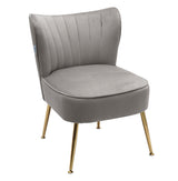 Velvet Wingback Accent Leisure Chairs with Gold Legs
