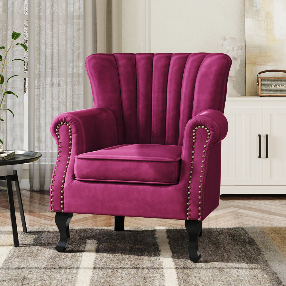 Velvet Armchair Modern Accent Chair with Tufted Back Plush Lounge Seating