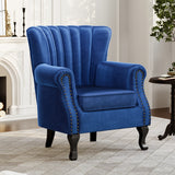 Velvet Armchair Modern Accent Chair with Tufted Back Plush Lounge Seating
