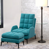 Armchair and Ottoman Set Modern Frosted Velvet Comfortable Seating