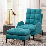 Armchair and Ottoman Set Modern Frosted Velvet Comfortable Seating