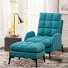 Armchair and Ottoman Set Modern Frosted Velvet Comfortable Seating