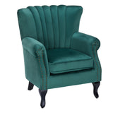Green Velvet Armchair Luxury Accent Chair with Black Legs