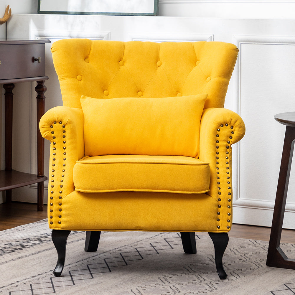 Modern Tufted Armchair with Nailhead Trim Comfortable Accent Chair