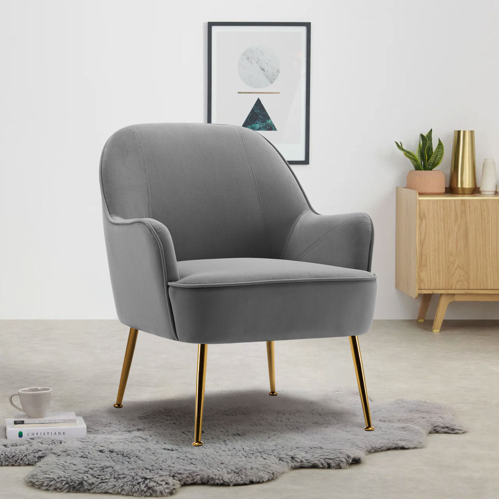 Modern Velvet Upholstered Armchair Comfortable Leisure Chair