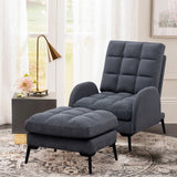 Armchair and Ottoman Set Modern Frosted Velvet Comfortable Seating