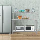 150CM Stainless Steel Kitchen Working Table with Lower Layer and Backsplash