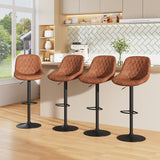 Set of 2 PU Leather Counter Swivel Height Bar Stools for Pub Dining Room