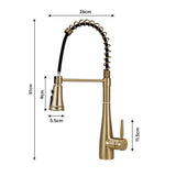 Prerinse Pull Down Swivel Kitchen Faucet,Golden