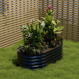 Anthracite 160cm Oval Shaped Galvanized Steel Raised Garden Bed