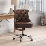 Mid-Back Linen Buttoned Swivel Office Chair