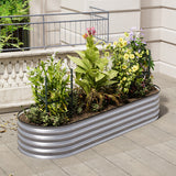 Silver 240cm Oval Shaped Galvanized Steel Raised Garden Bed