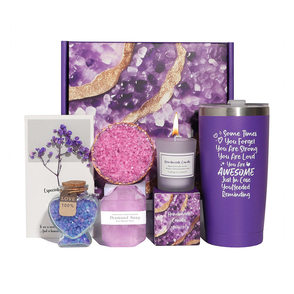 Lavender Bath Gift Set Spa Basket Self Care Gifts