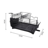 Black Multifunctional 2 Tier Detachable Dish Drainer Rack