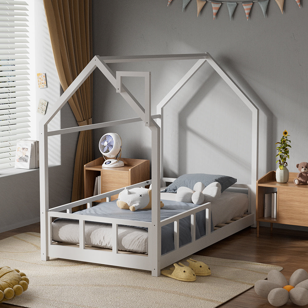 Pine Wood Kid Single Bed Frame with House Frame