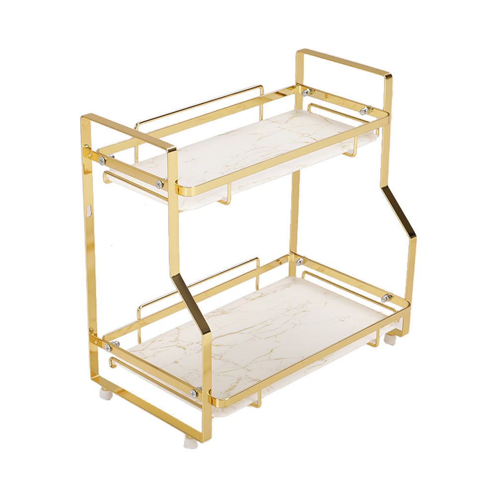2 Tier Kitchen Bathroom Storage Organiser Rack Gold