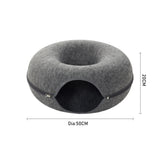 Dark Grey 50cm Round Felt Cat Tunnel Bed Cave Bed for Small Pets