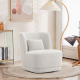 Teddy FurUpholstered Swivel Barrel Chair with Pillow