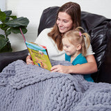 100x150CM Hand Woven Chenille Blanket for Couch and Bed,Grey