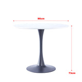 Modern Round Minimalist Dining Table Black and White