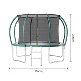 Dark Green 12FT Outdoor Enclosure Trampoline with Ladder