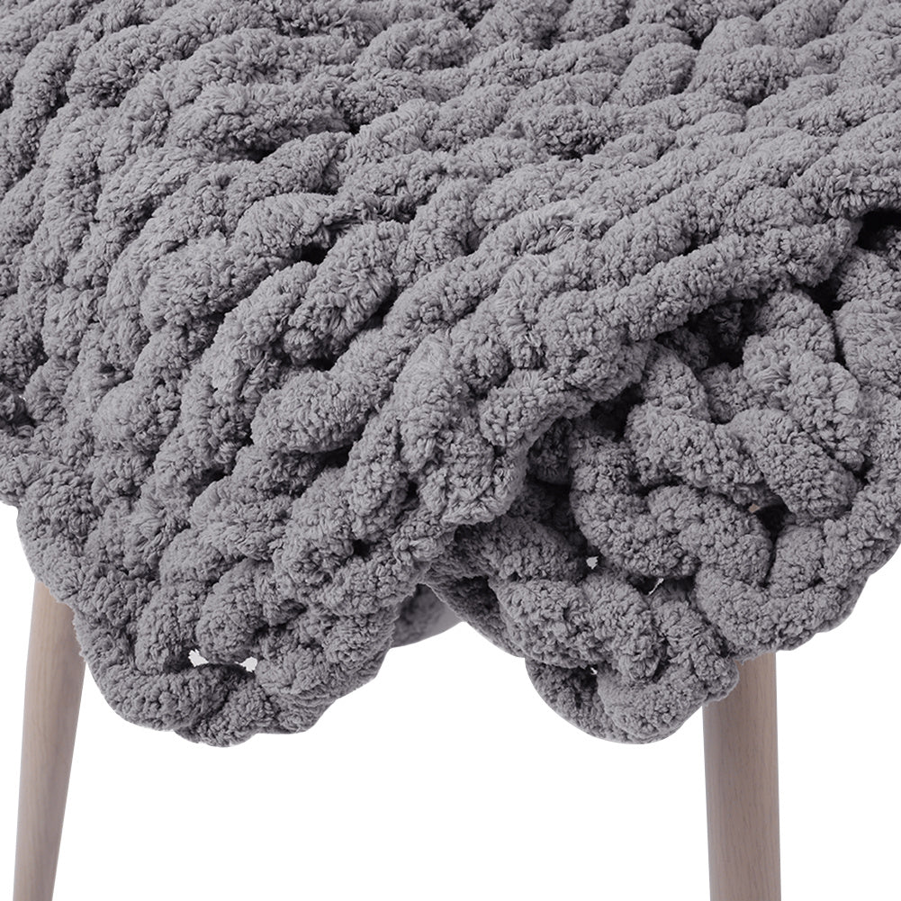 120x180CM Hand Woven Chenille Blanket for Couch and Bed,Grey