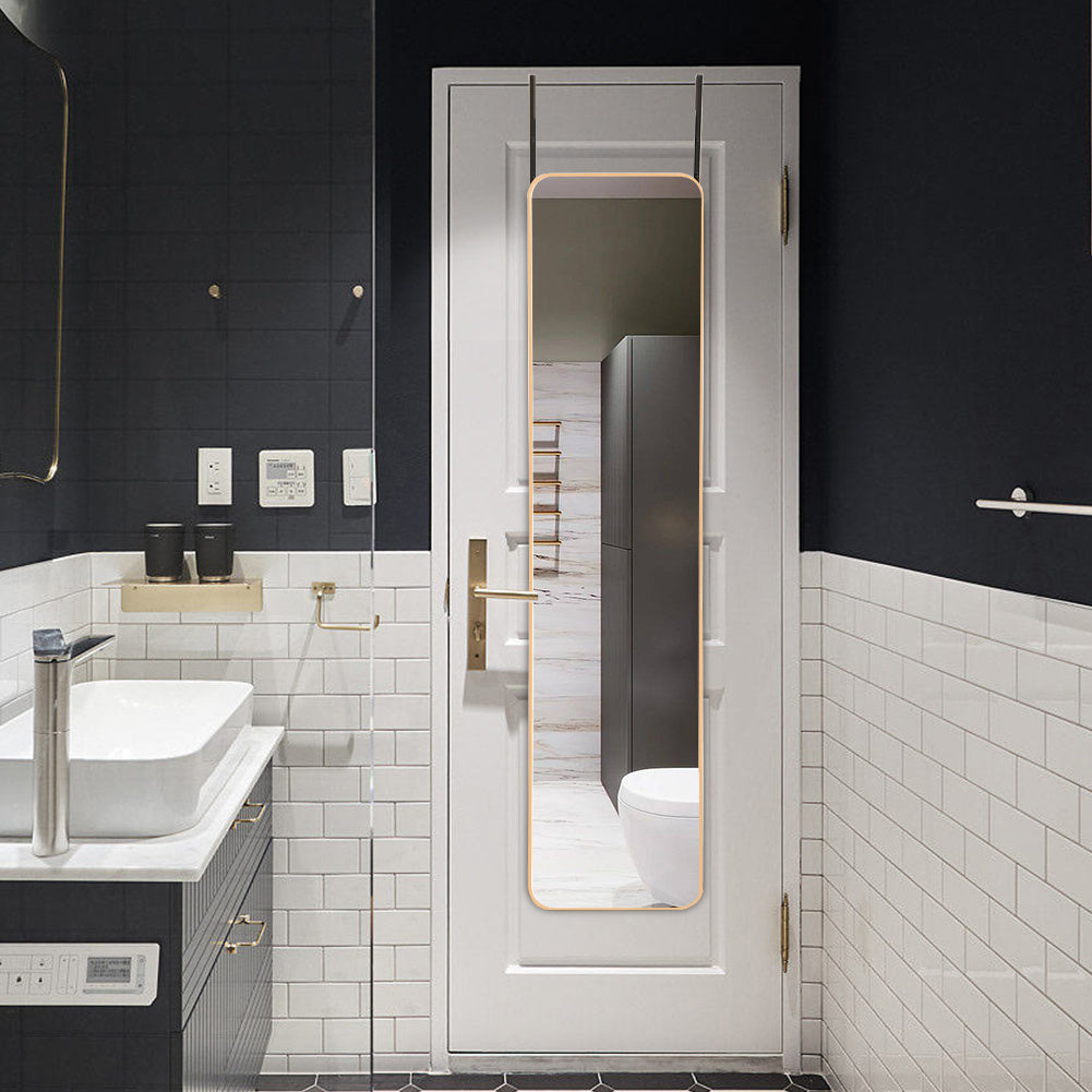 Full Length Mirror with Rounded Corners Door Hanging Gold Medium Mirror