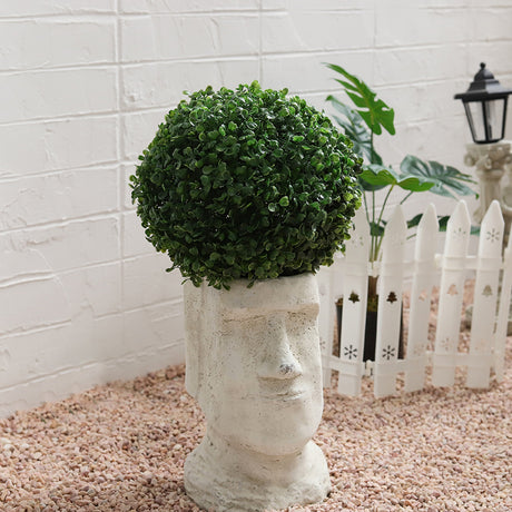 Artificial Green Boxwood Topiary Balls Outdoor Garden Basket Plant, 28CM