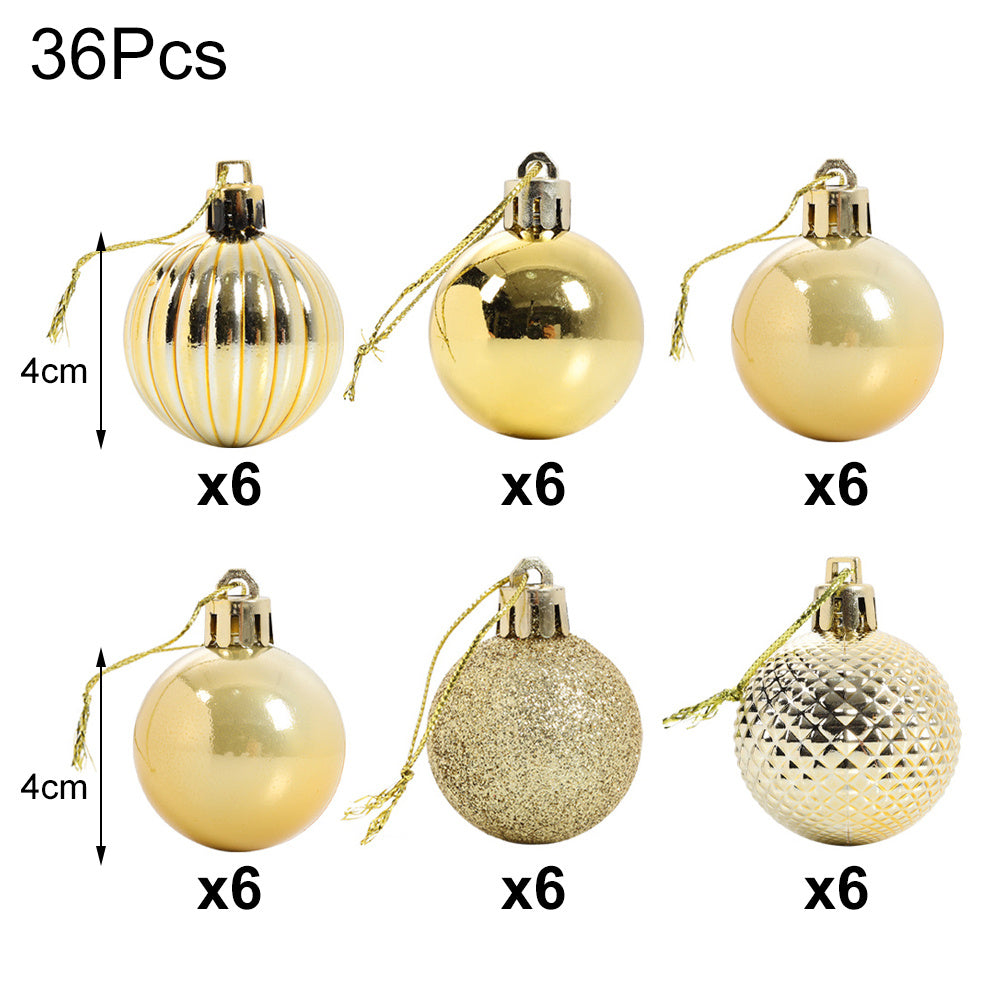 36 Pieces Gold Xmas Ball Christmas Tree Deluxe Bauble Set