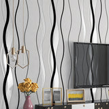 Silver Grey Modern Curve Striped Non Woven Wallpaper