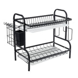 2-Tier Black Steel Dish Drying Rack