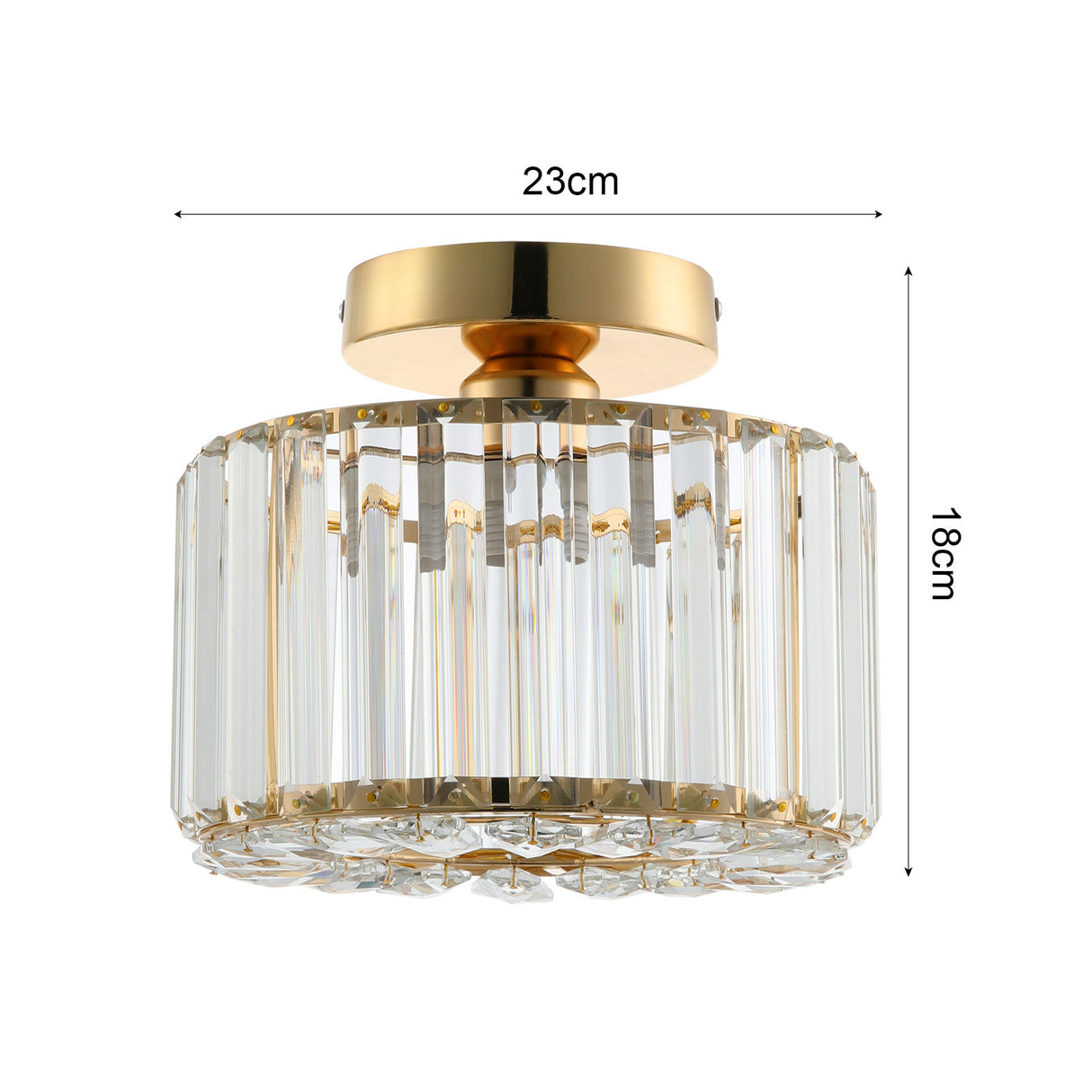 Gold Round 23x18cm Crystal LED Ceiling Light