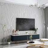 Silver Grey Non Woven Embossed Geometric Wallpaper
