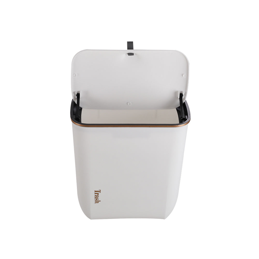 Pearl White 30cm Kitchen Bathroom Hanging Waste Bin with Lid