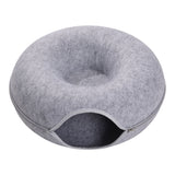 Grey 50cm Round Felt Cat Tunnel Bed Cave Bed for Small Pets