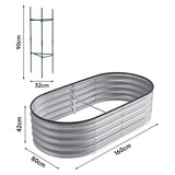 Silver 160cm Oval Shaped Galvanized Steel Raised Garden Bed