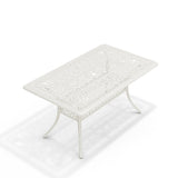 White Set of 7 Retro Garden Cast Aluminum Table Set