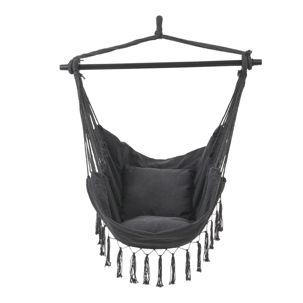 Dark Grey Garden Hanging Canvas Hammock Swing Chair