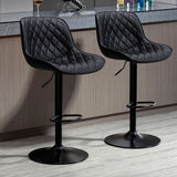 2 Pcs Faux Leather Height Adjustable Bar Stool Black
