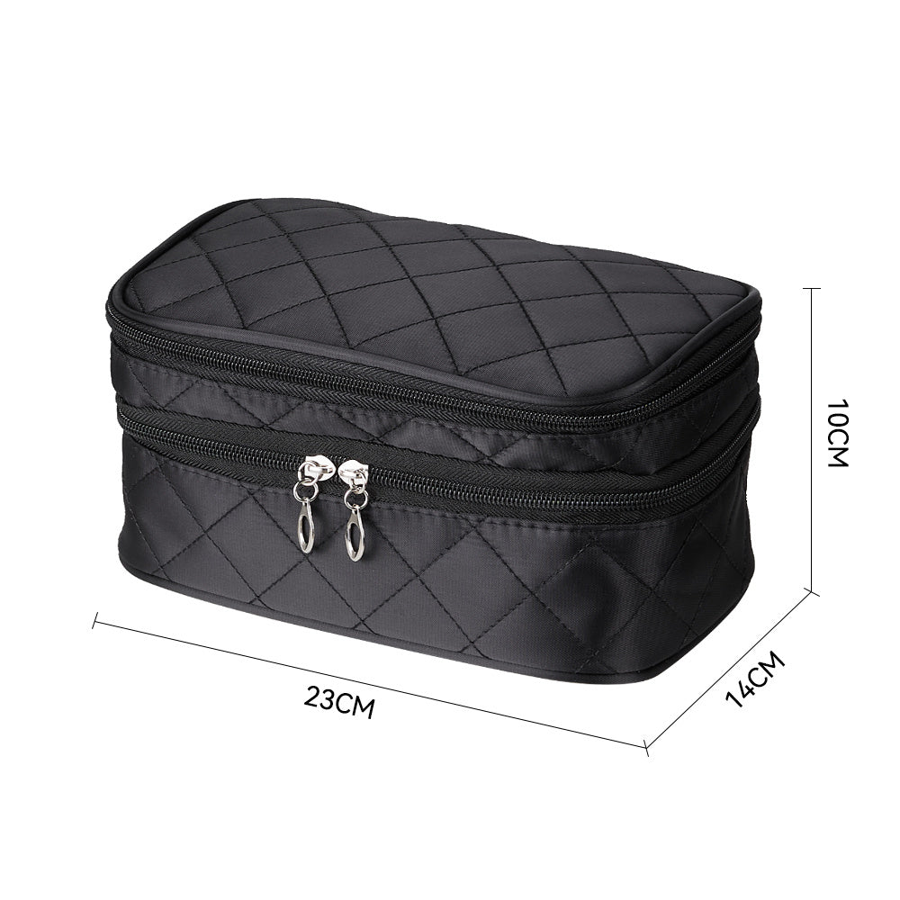 Black Rhomboid Waterproof Travel Makeup Bag
