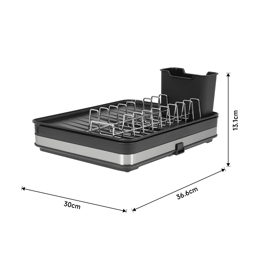 Black Kitchen Expandable Organizer Dish Drainer Rack