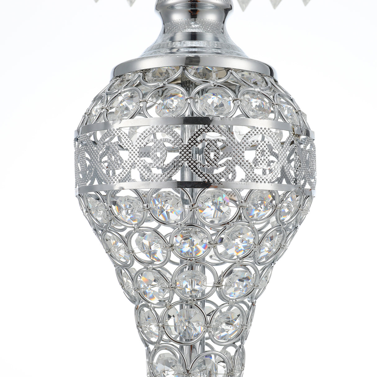 Luxury Crystal Umbrella Bedroom Table Lamp Chrome Base