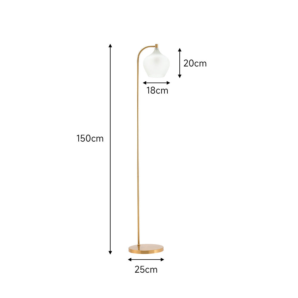 Gold Floor Lamp with Frosted Glass Lampshade
