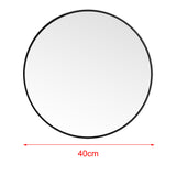 Modern Wall Mounted Slim Frame Round Mirror, Black 40cm