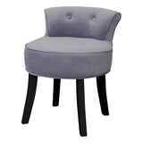 Grey Buttoned Velvet Dressing Table Stool