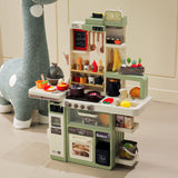 Green Play Kitchen Set With 88PCS Kitchen Accessories