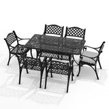 Black Set of 7 Retro Garden Cast Aluminum Table Set