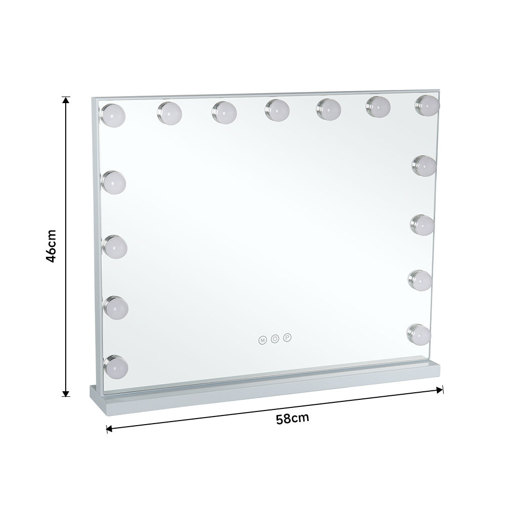White Frameless Hollywood LED Lighted Cosmetic Mirror
