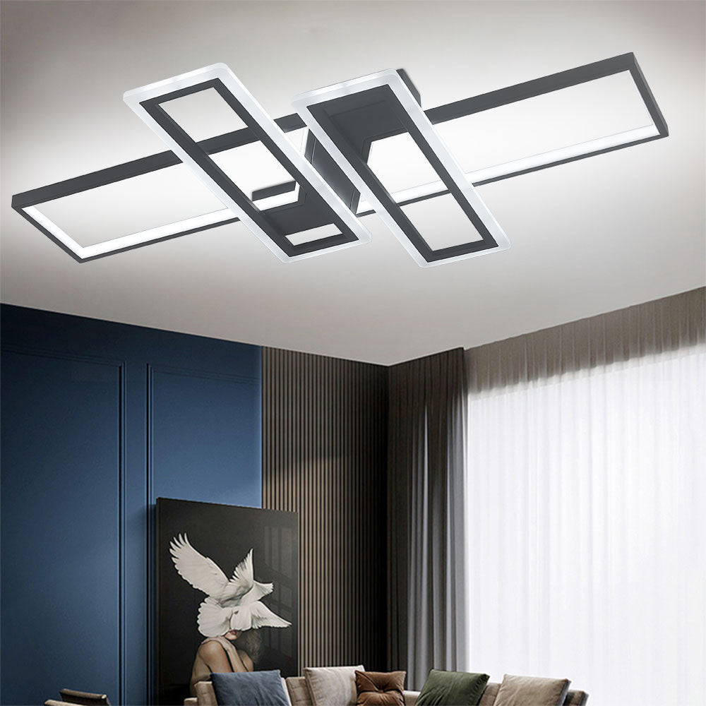 Geometric Black Frame LED Ceiling Light 90x60